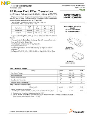 MMRF1009H datasheet cover page