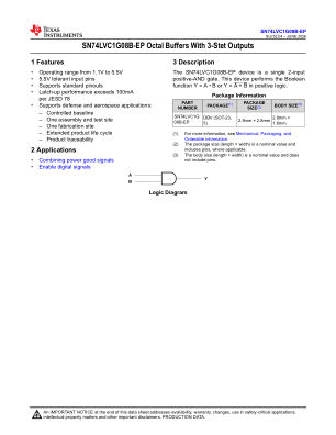 SN74LVC1G08B-EP 数据手册首页