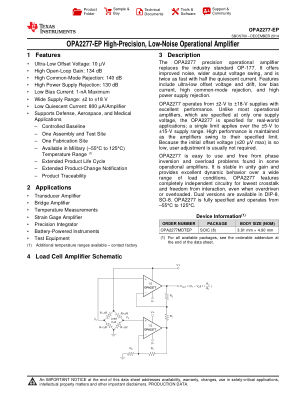 OPA2277-EP datasheet cover page