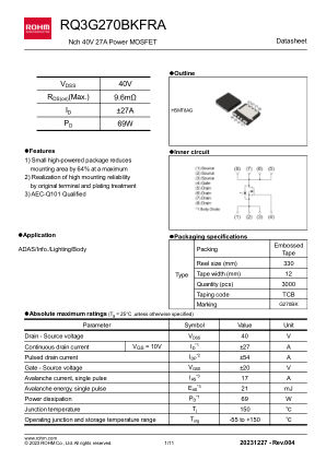 RQ3G270BKFRA 数据手册首页