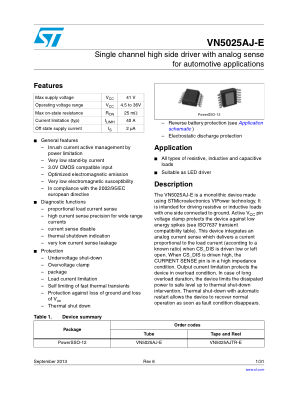 VN5025AJ-E datasheet cover page