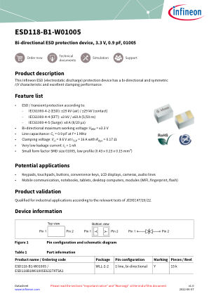 ESD118-B1-W01005 datasheet cover page