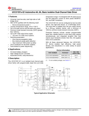 UCC21351-Q1 数据手册首页