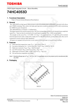 74HC4053D datasheet cover page