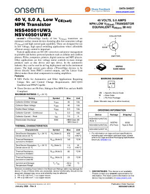 NSS40501UW3 数据手册首页