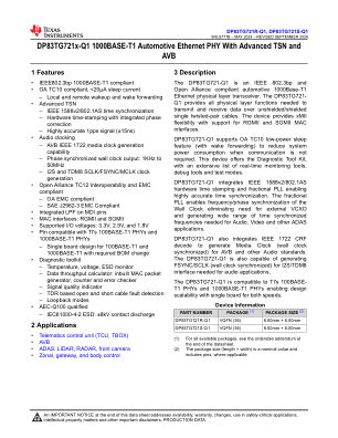DP83TG721S-Q1 datasheet cover page