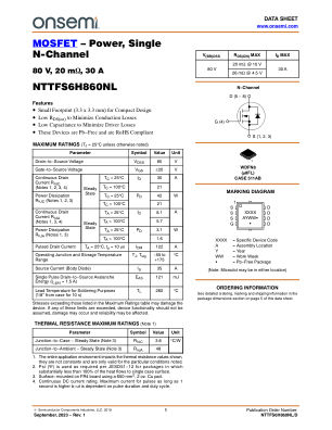 NTTFS6H860NL 数据手册首页