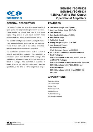 SGM8931 datasheet cover page
