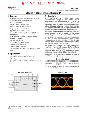 ONET2804T datasheet cover page