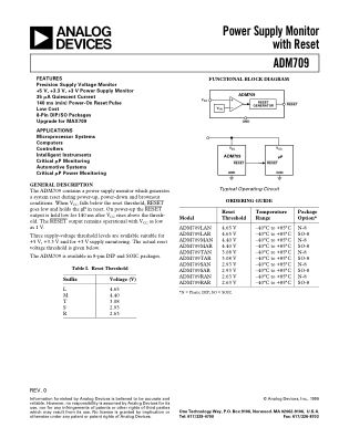 ADM709 数据手册首页