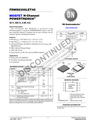 FDMS8350LET40 datasheet cover page