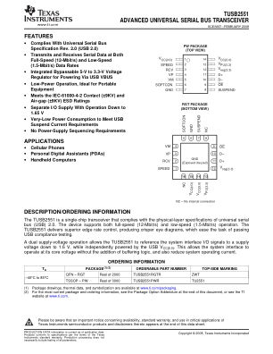 TUSB2551 datasheet cover page