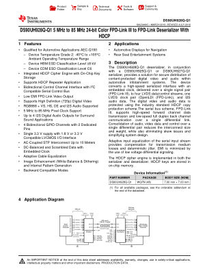 DS90UH928Q-Q1 datasheet cover page