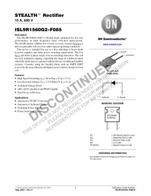 ISL9R1560G2-F085 datasheet cover page
