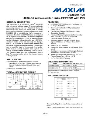 DS28E04-100 datasheet cover page