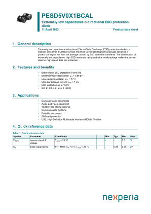 PESD5V0X1BCAL datasheet cover page