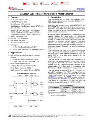 DAC5652A datasheet cover page