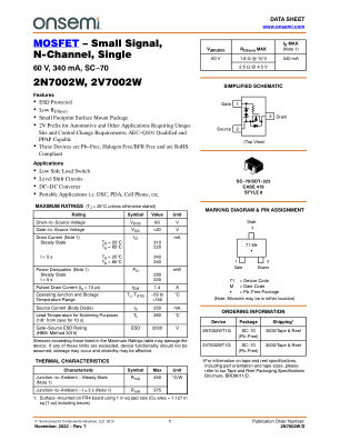 2N7002W datasheet cover page
