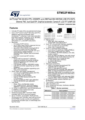 STM32F469AE datasheet cover page