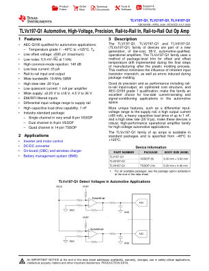 TLV4197-Q1 datasheet cover page