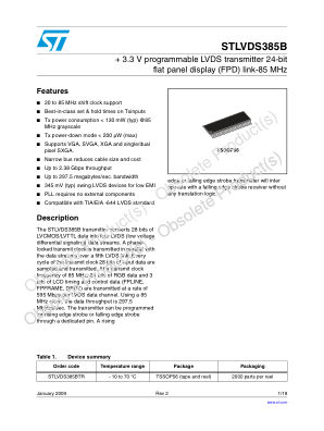 STLVDS385B 数据手册首页