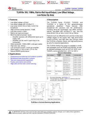 TLV9164 datasheet cover page