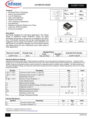 AUIRF7103Q datasheet cover page