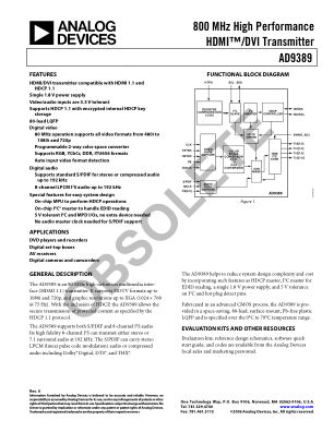 AD9389 数据手册首页