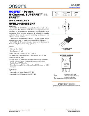 NVHL040N65S3HF datasheet cover page