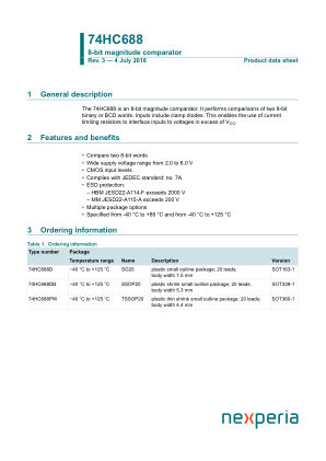 74HC688D datasheet cover page