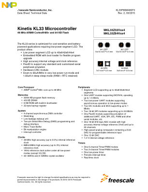 KL33P80M48SF3 数据手册首页