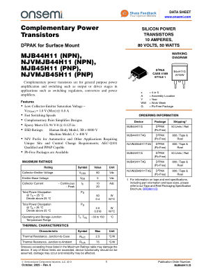 MJB44H11 datasheet cover page