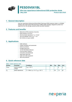 PESD5V0X1BL datasheet cover page