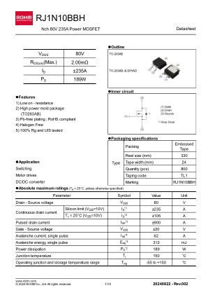 RJ1N10BBH 数据手册首页