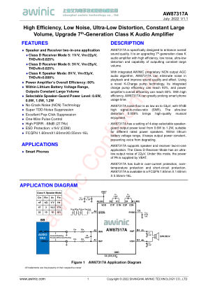 AW87317A datasheet cover page