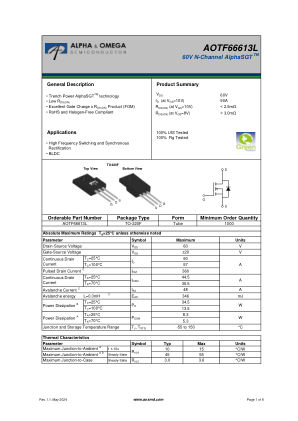 AOTF66613L datasheet cover page
