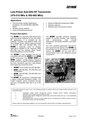 CC1100E datasheet cover page
