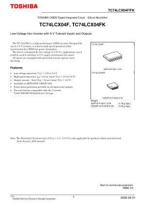 TC74LCX04F datasheet cover page