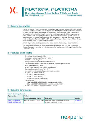 74LVC16374ADGG datasheet cover page