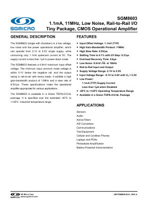 SGM8603 datasheet cover page