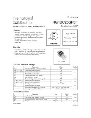 IRG4BC20S 数据手册首页