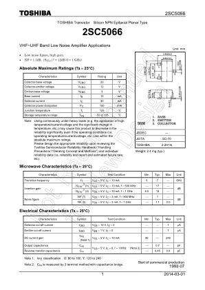 2SC5066 datasheet cover page