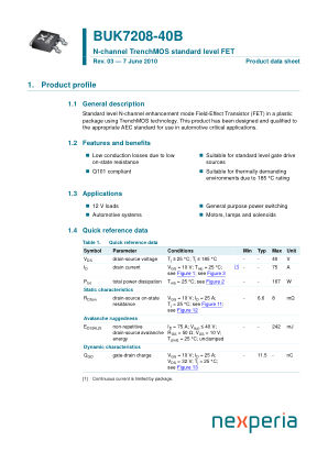 BUK7208-40B datasheet cover page