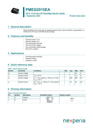 PMEG2015EA datasheet cover page