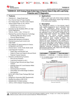 TAS5404-Q1 datasheet cover page