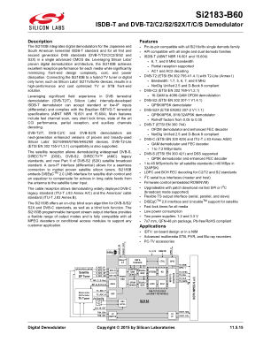 SI2183-B60-GM 数据手册首页