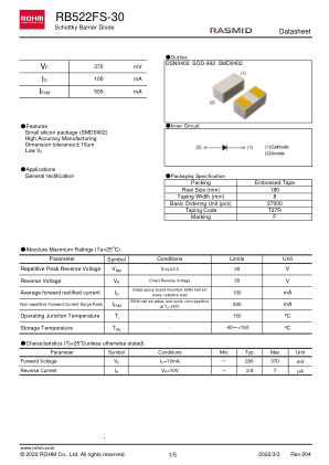 RB522FS-30 datasheet cover page