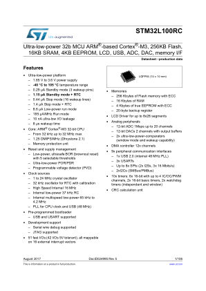 STM32L100RC 数据手册首页