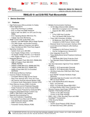 RM48L950 datasheet cover page