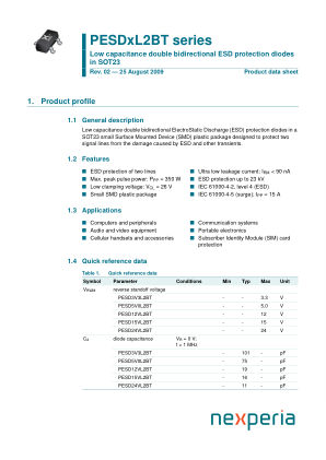 PESD15VL2BT datasheet cover page